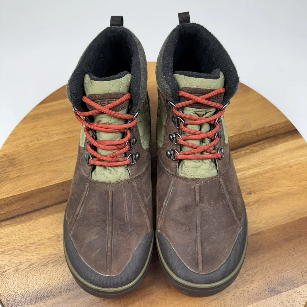 Womens Keen Elsa II Brown Leather Warm Quilted Winter Ankle Boots Size 9 M